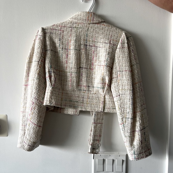 ASOS Petite Exaggerated Sleeve Boucle Blazer & Mini Skirt - Picture 11 of 16